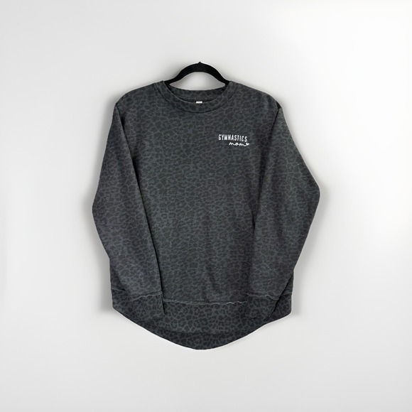 The Unbranded Brand Tops - Gymnastics Mom Sweatshirt Women Small Gray Leopard Print Crewneck Pullover